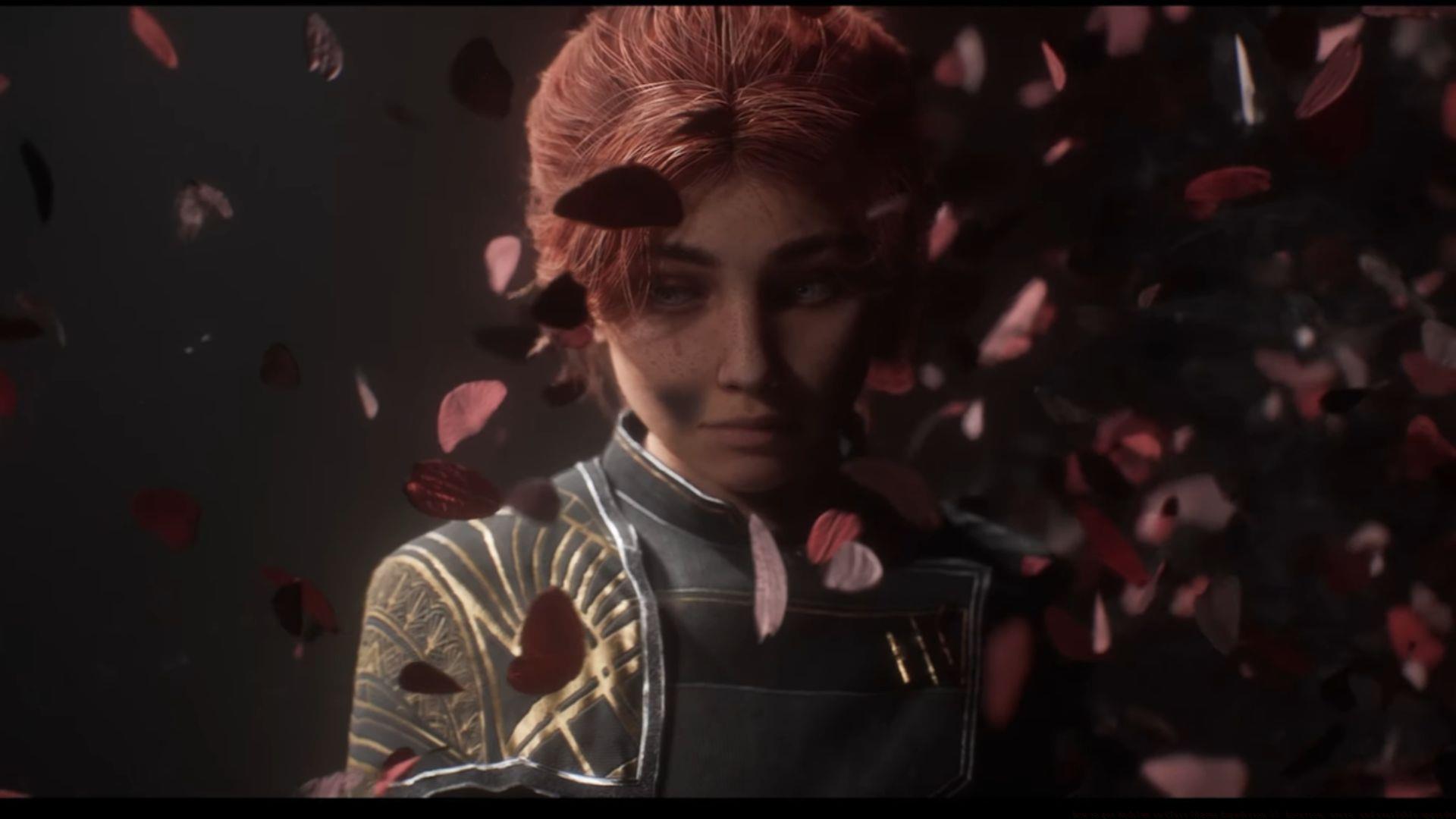 Maelle amidst petals in Clair Obscur Expedition 33