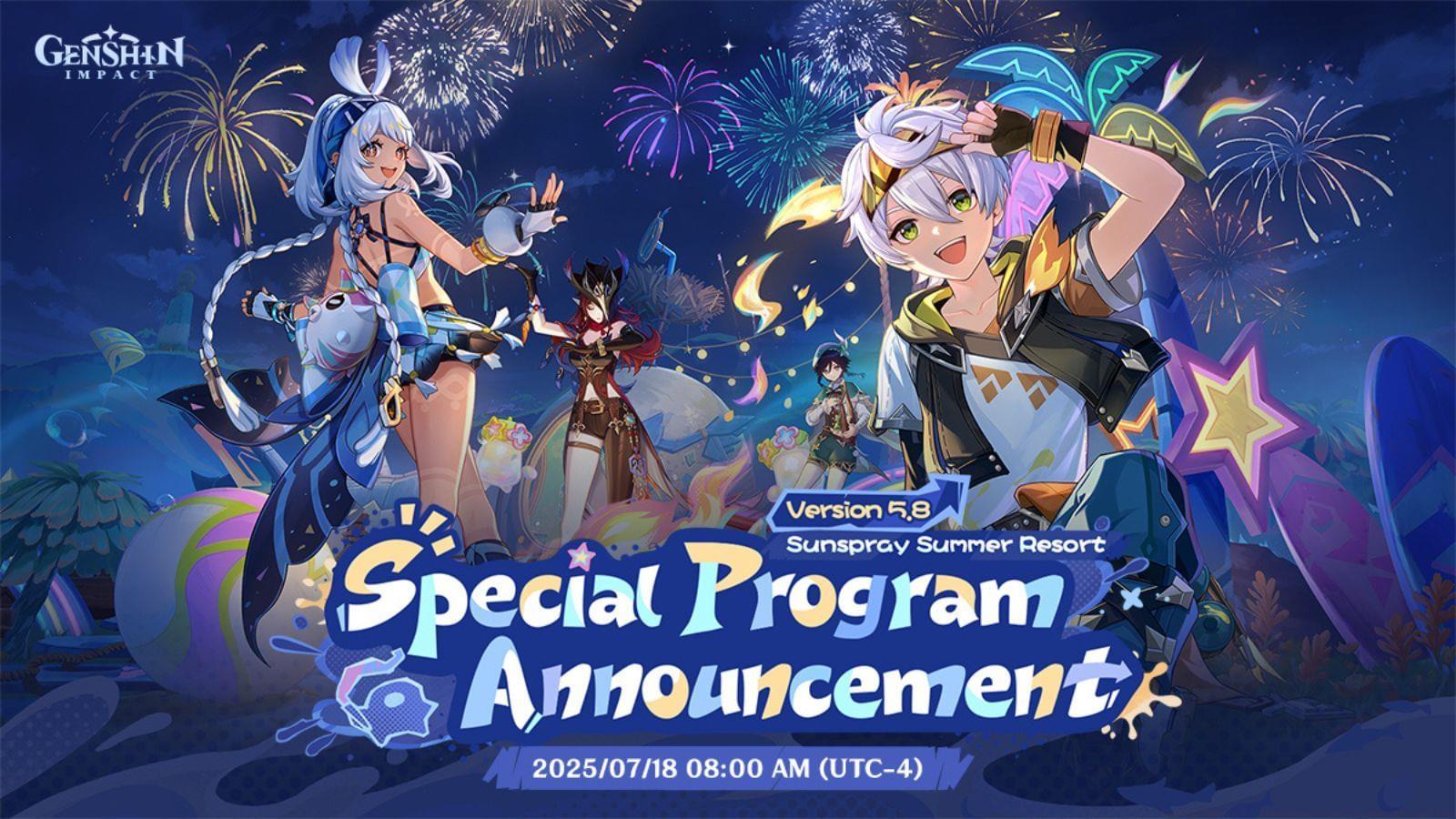 Genshin Impact 5.8 livestream codes release date and time