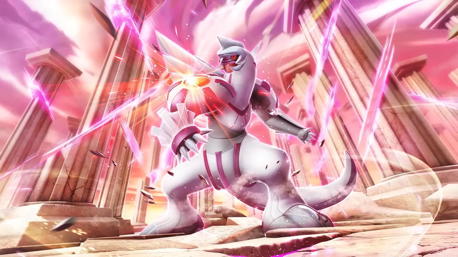 An image of Palkia in the trailer for Pokemon TCG Pocket Space-time-smackdown.