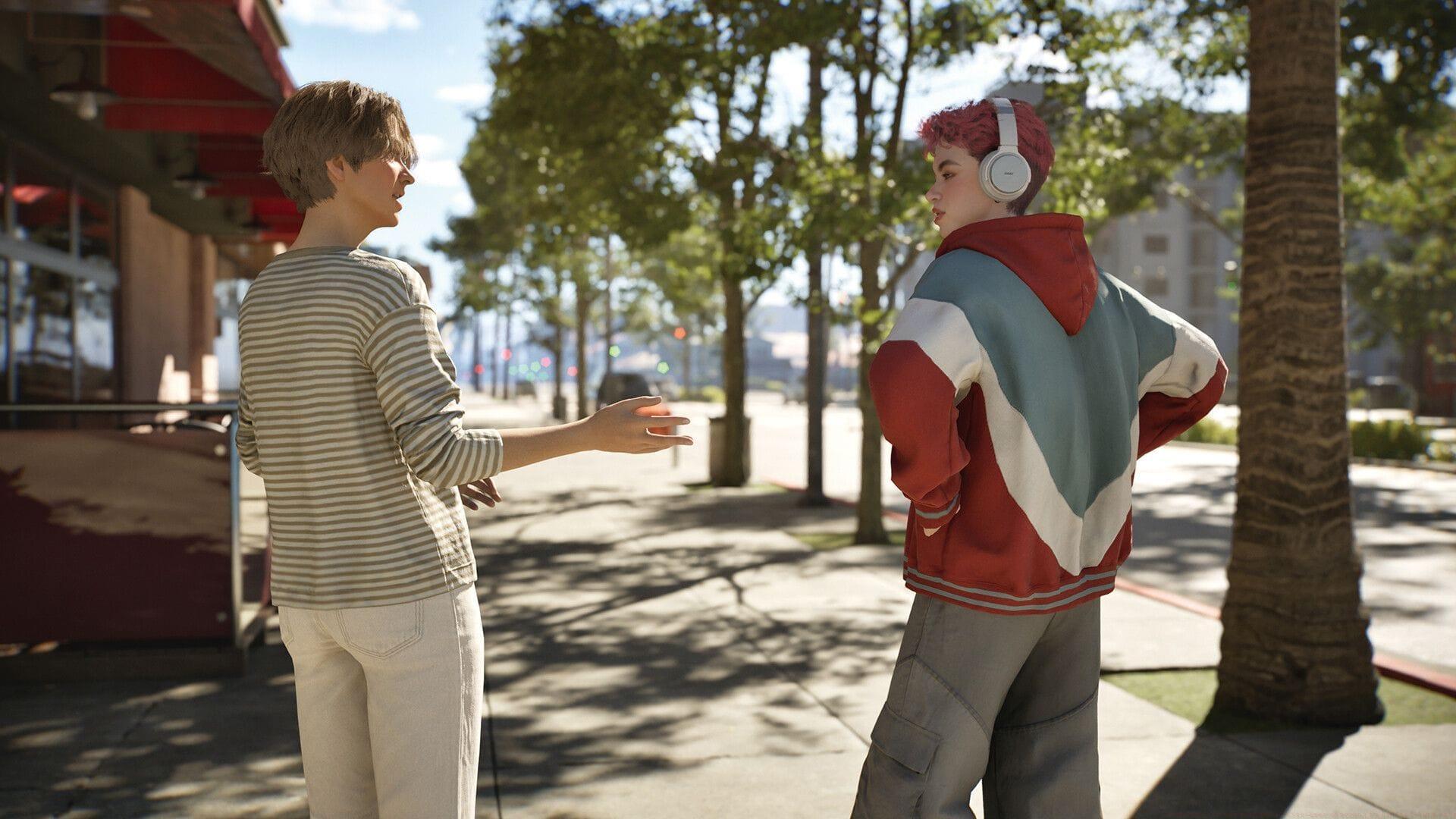 Two characters talking in Inzoi