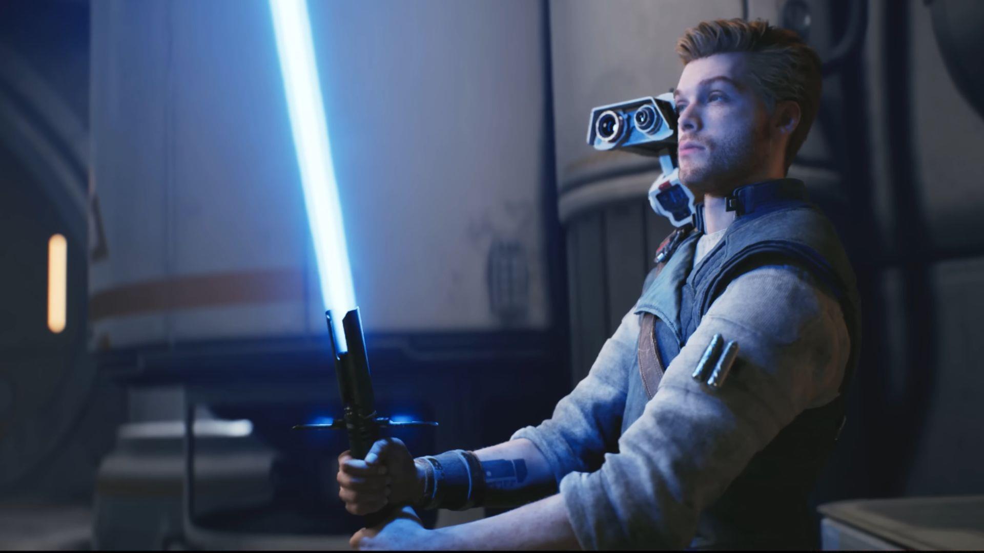 Cal Kestis holding a lightsaber from Star Wars Survivor