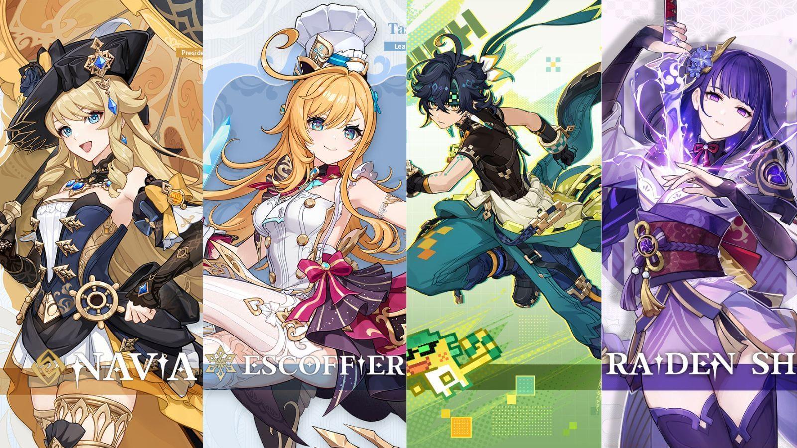 Navia, Escoffier, Kinich, and Raiden Shogun