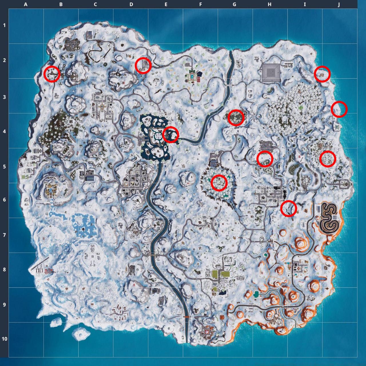 Fortnite Season 7 Map with Golden Balloon Locations Marked