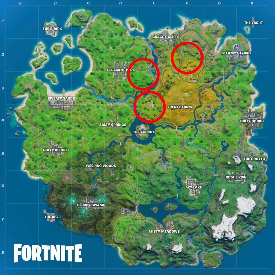 Risky Reels, Grumpy Greens, and Mowdown locations map