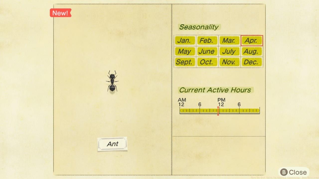 An ant in Animal Crossing: New Horizons.