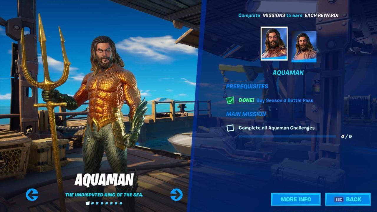 Aquaman skin in Fortnite Season 3