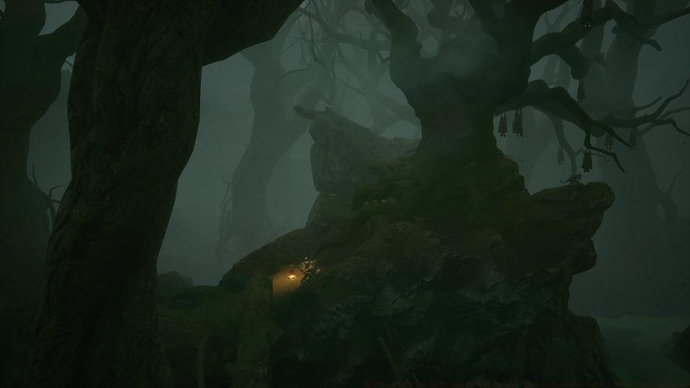 Look for the tree with all the bats hanging from it; you can find Baghead sitting atop the hill at its foot.