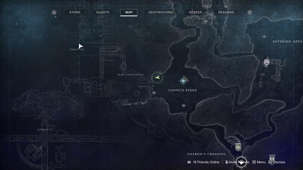 Check the west corner of Cadmus Ridge, but at the lowest elevation you can get to.