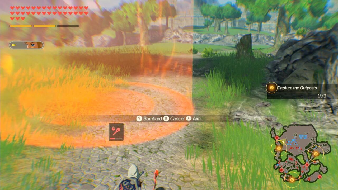 The power and size of the Elemental Rod blast will depend on the terrain you hit.