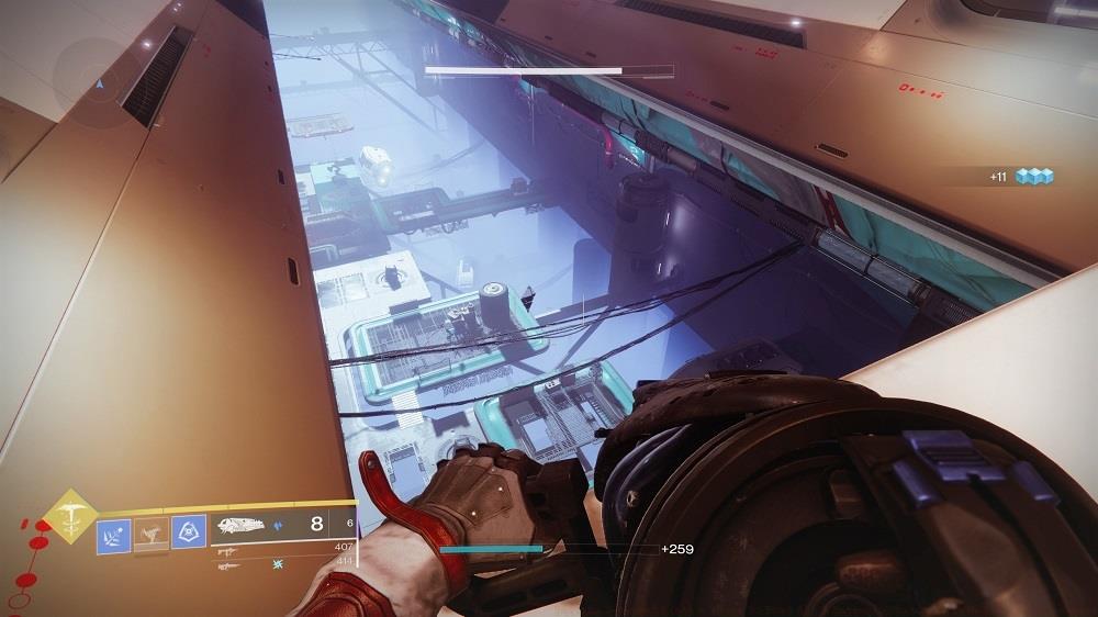 The last Entropic Shard is about halfway down as you make your way to the bottom level of the Creation area.