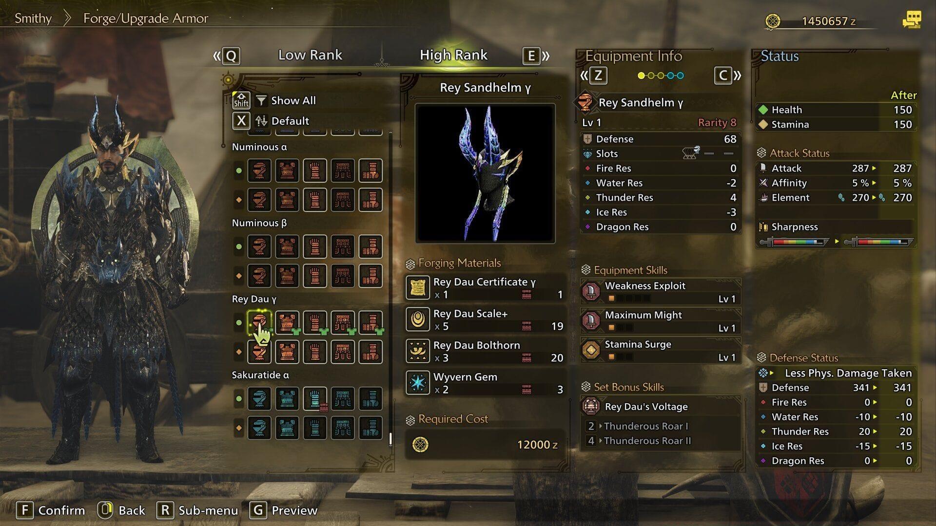 Monster Hunter Wilds Rey Dau Gamma Set overview (Image via Sportskeeda Gaming || Capcom)