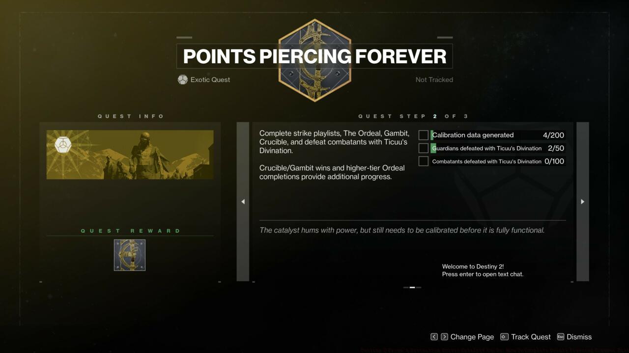 The second step in Points Piercing Forever is the tough one, requiring you to play through lots of activities and to take down a whole lot of Guardians.