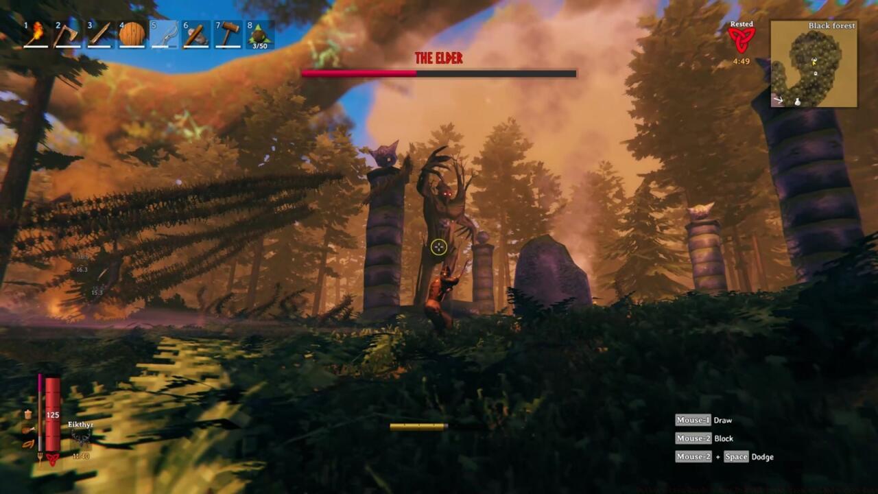 The Elder holds a Swamp Key, which you'll need to enter the locations where you can find Scrap Iron.