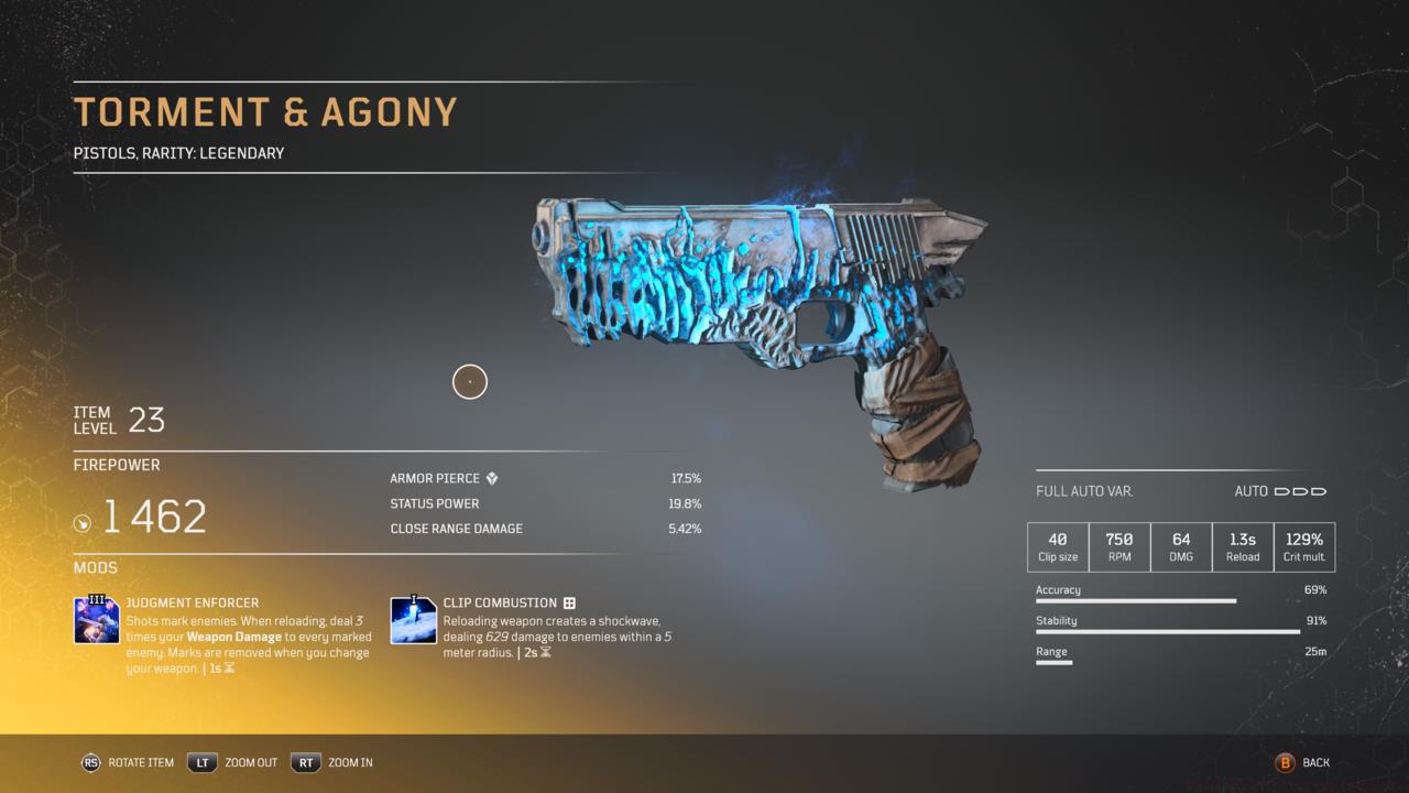 Torment & Agony are powerful legendary pistols that ideally fit the Trickster's hit-and-run playstyle.