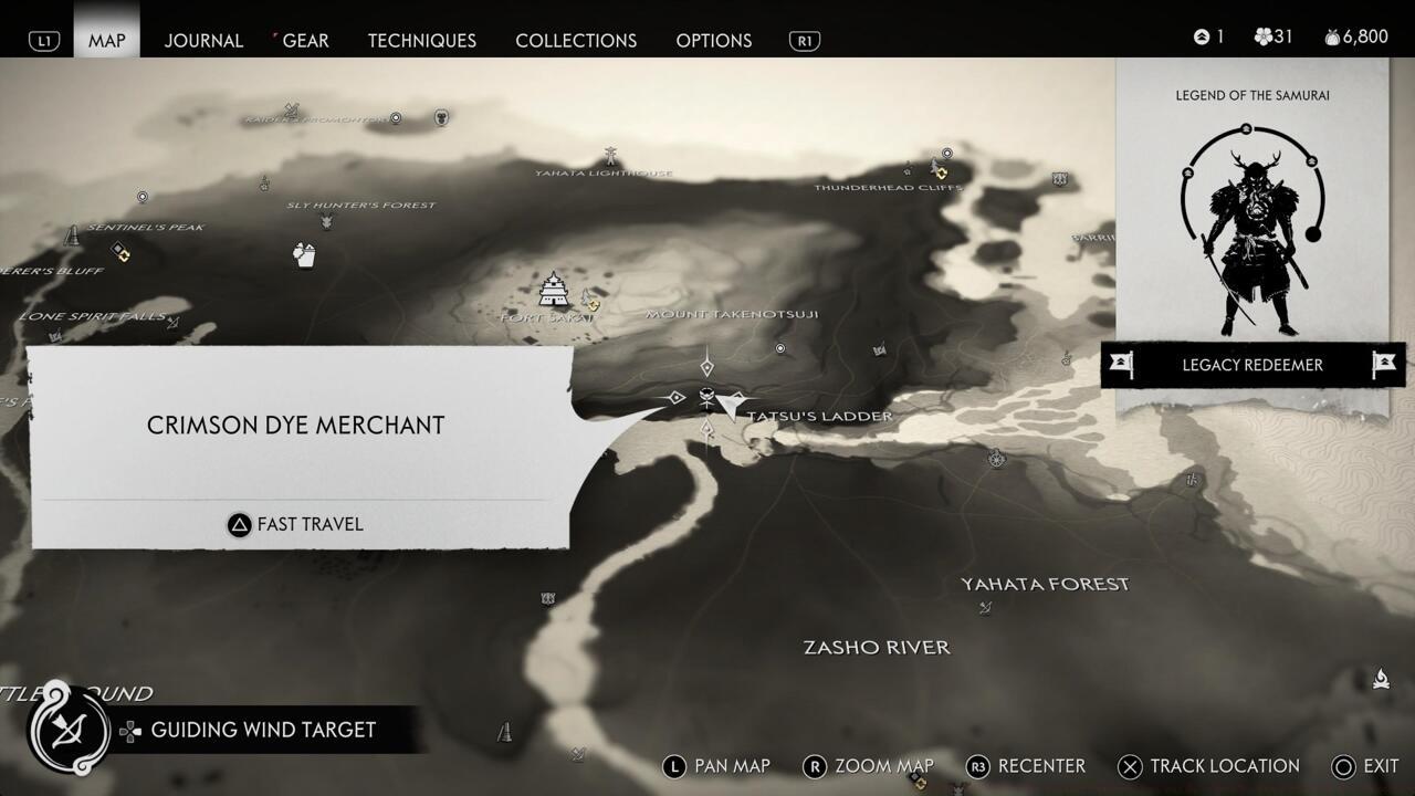 The location of the Crimson Dye Merchant's shop appears on your map after you complete the dueling tournament in Fune's Refuge.