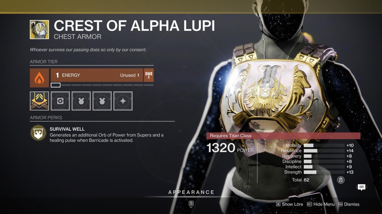 Your Barricades are more useful, both for you and for your teammates, when you wear the Crest of Alpha Lupi.