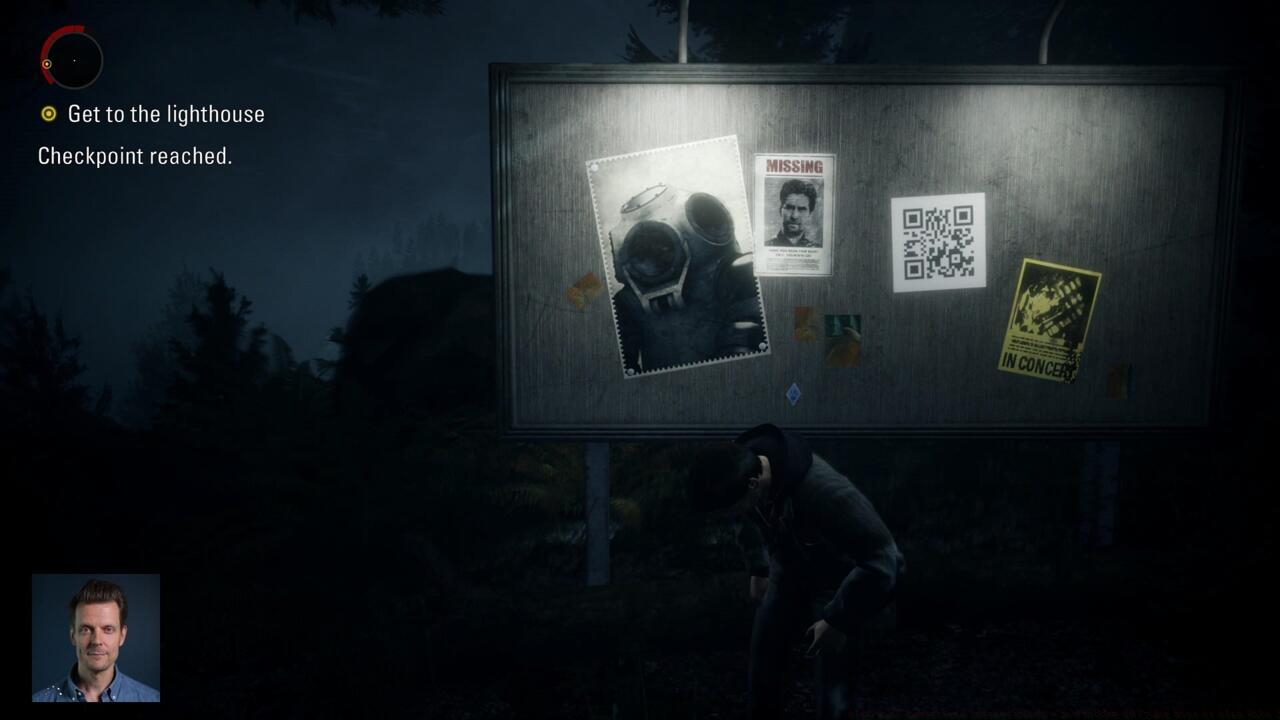 You'll run right past the first QR code as you make your way toward the lighthouse early in Episode 1.