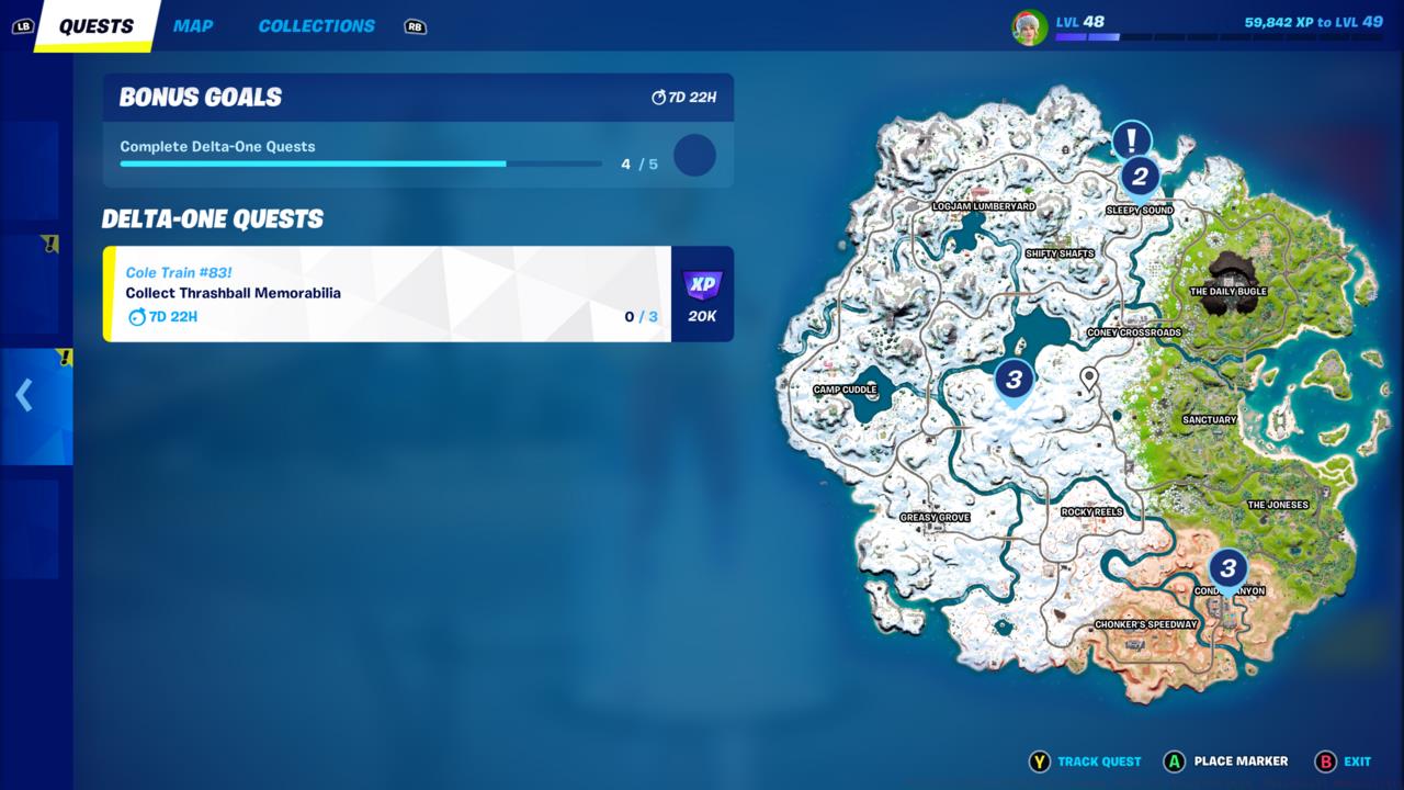 Condo Canyon is a great place to find three Thrashball items in one try.