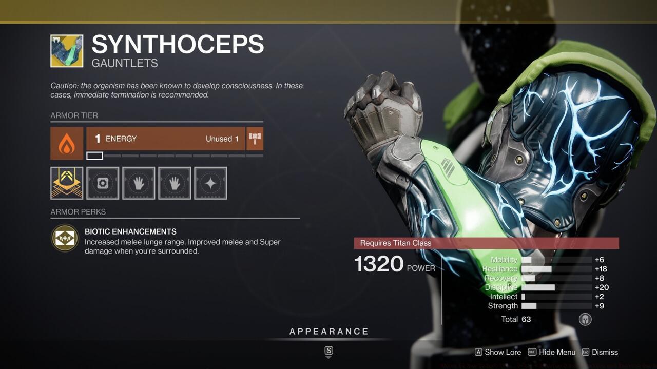 Land your melee strikes from further away and get more melee and Super damage with Synthoceps.