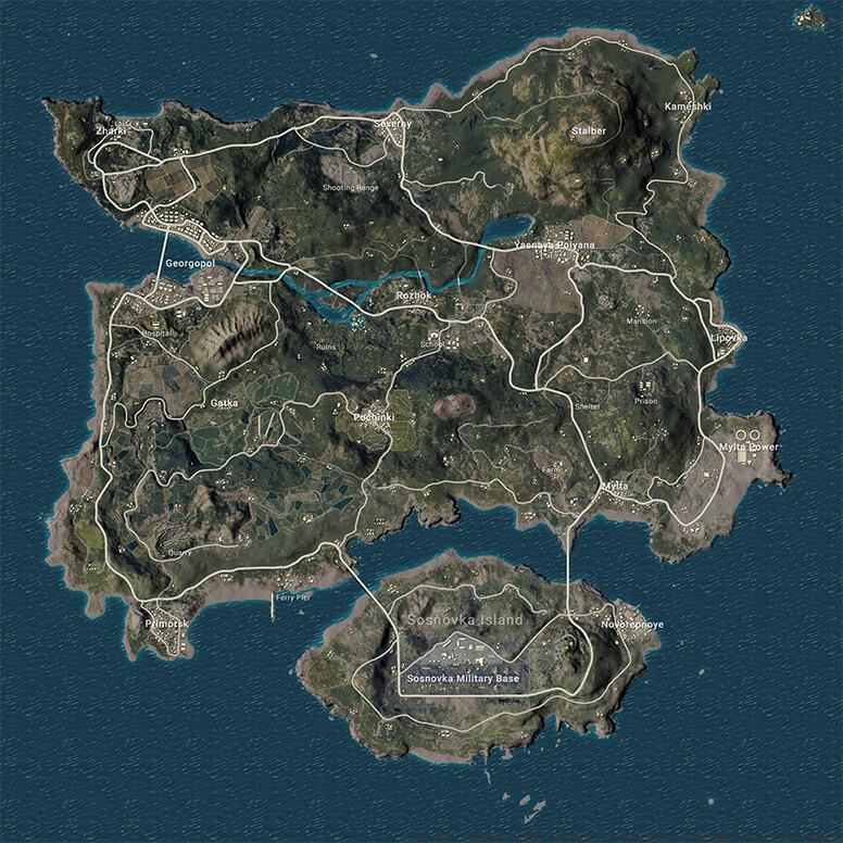 Erangel, the original PUBG map.