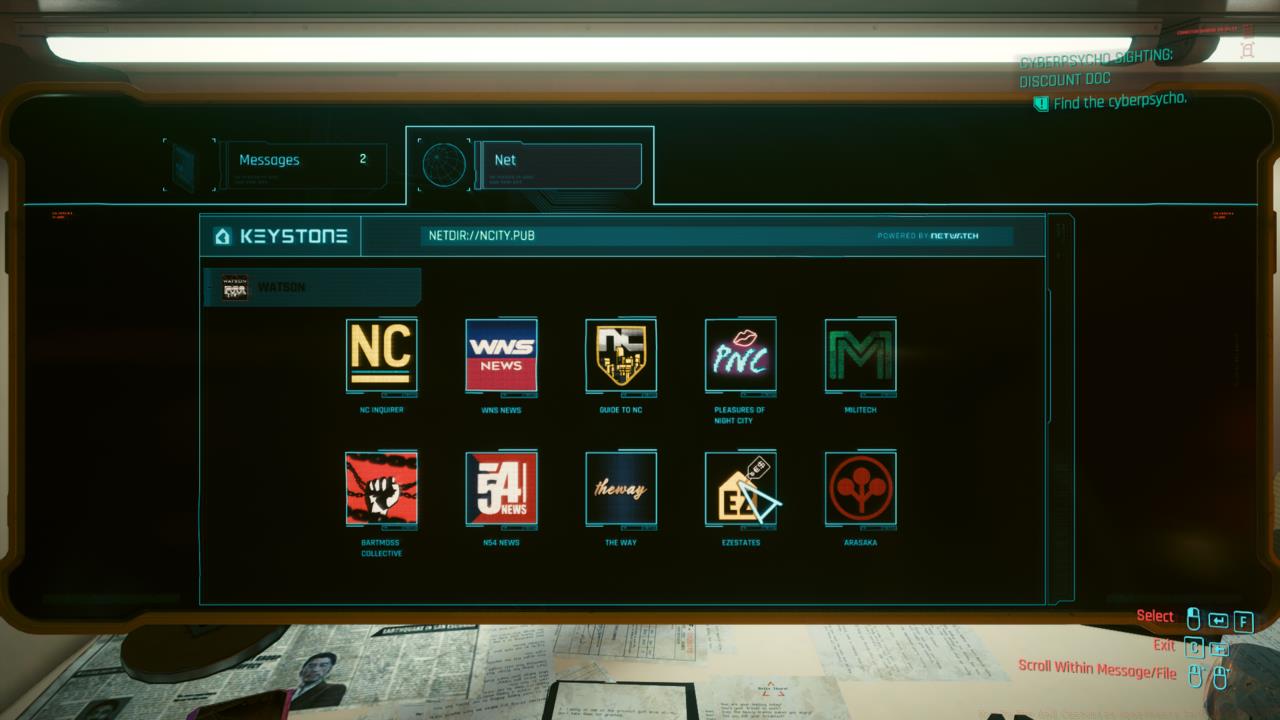 Head to V's computer and go to the EZEstates page to start buying new apartments.