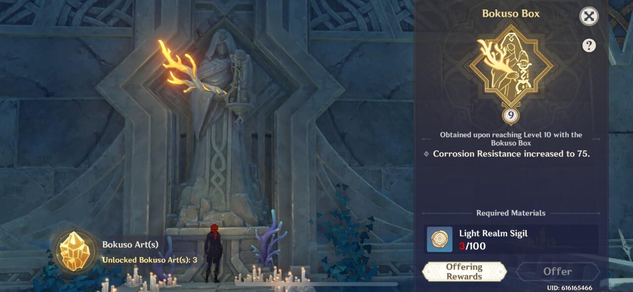 Offer Sigils to upgrade the Bokuso Box. 