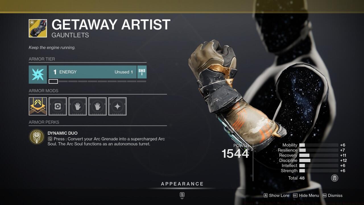 Getaway Artist gives you a powered-up Arc Soul that can turn the tide in duels with other players.