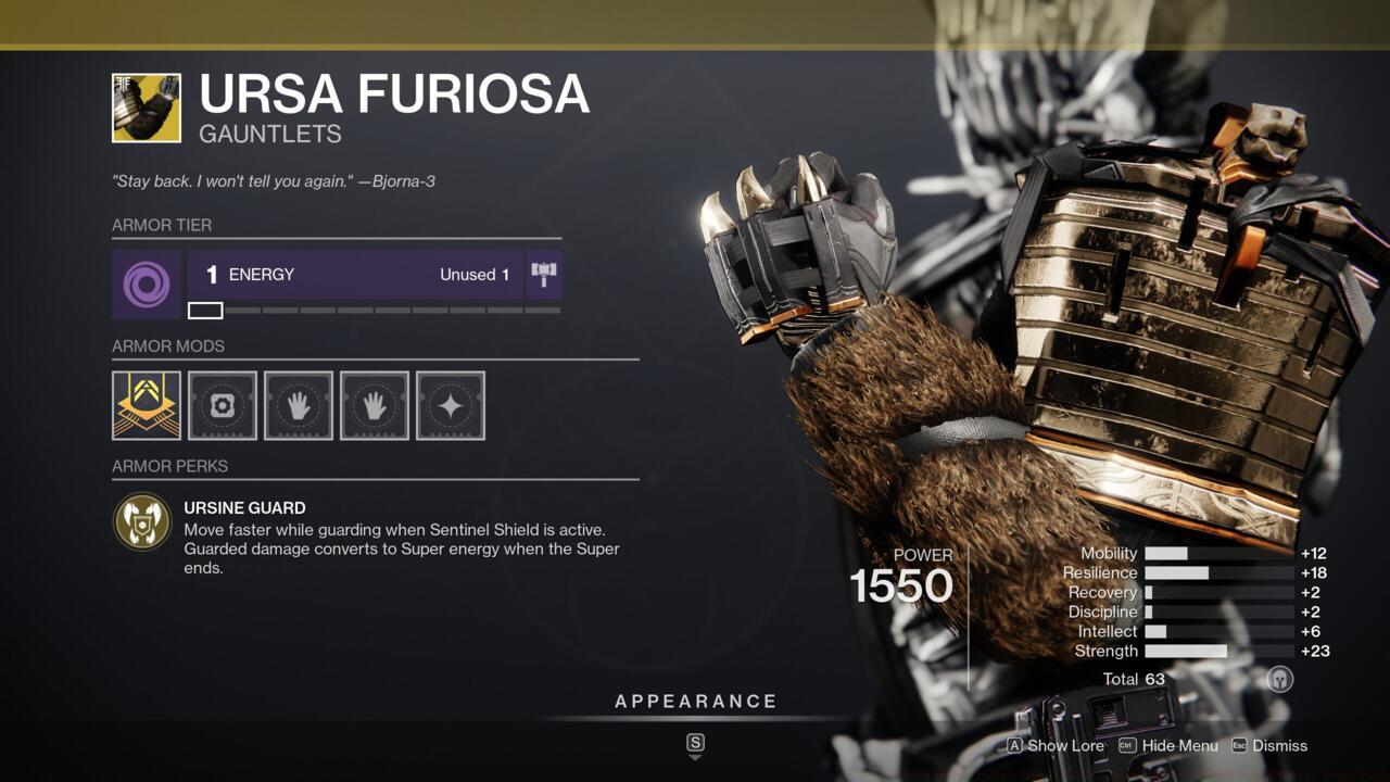 Get your Sentinel Shield Super back faster with Ursa Furiosa.