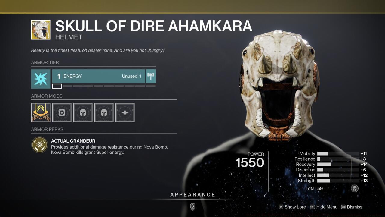 The Skull of Dire Ahamkara helps Warlocks hucking Nova Bombs to get their Supers back a little faster.