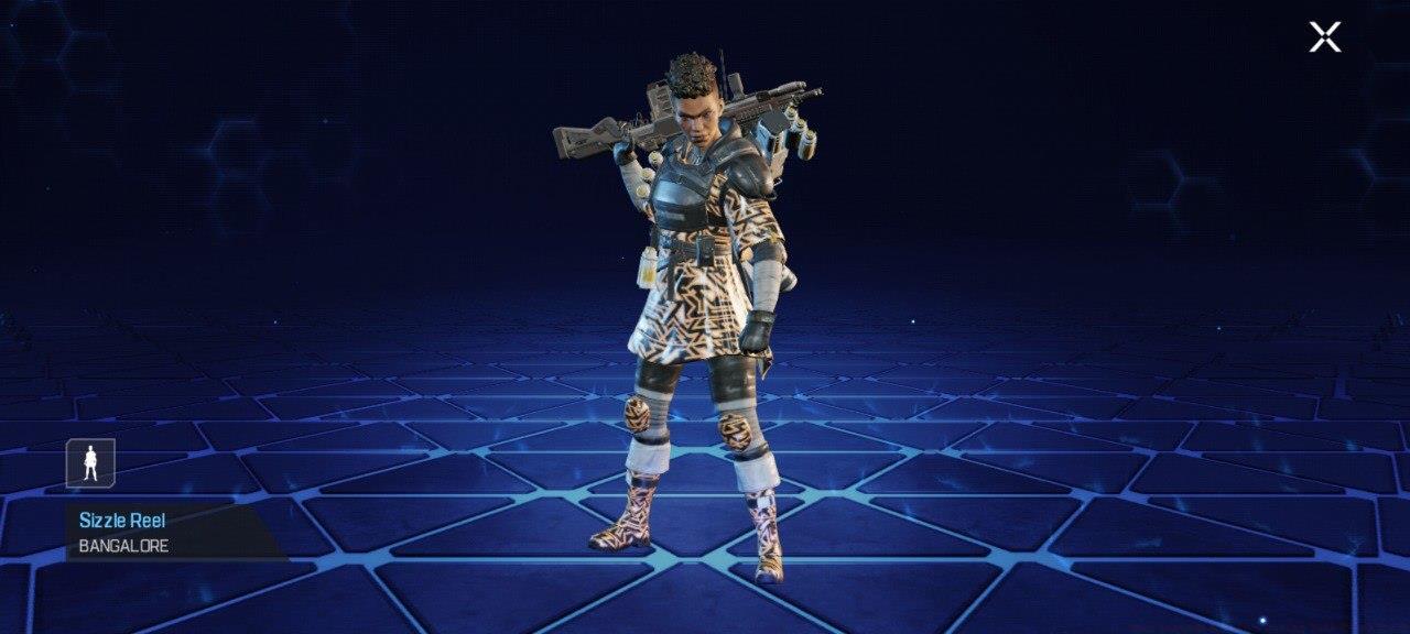 Bangalore's Sizzle Reel skin, available after collecting 60 Challenge Points.