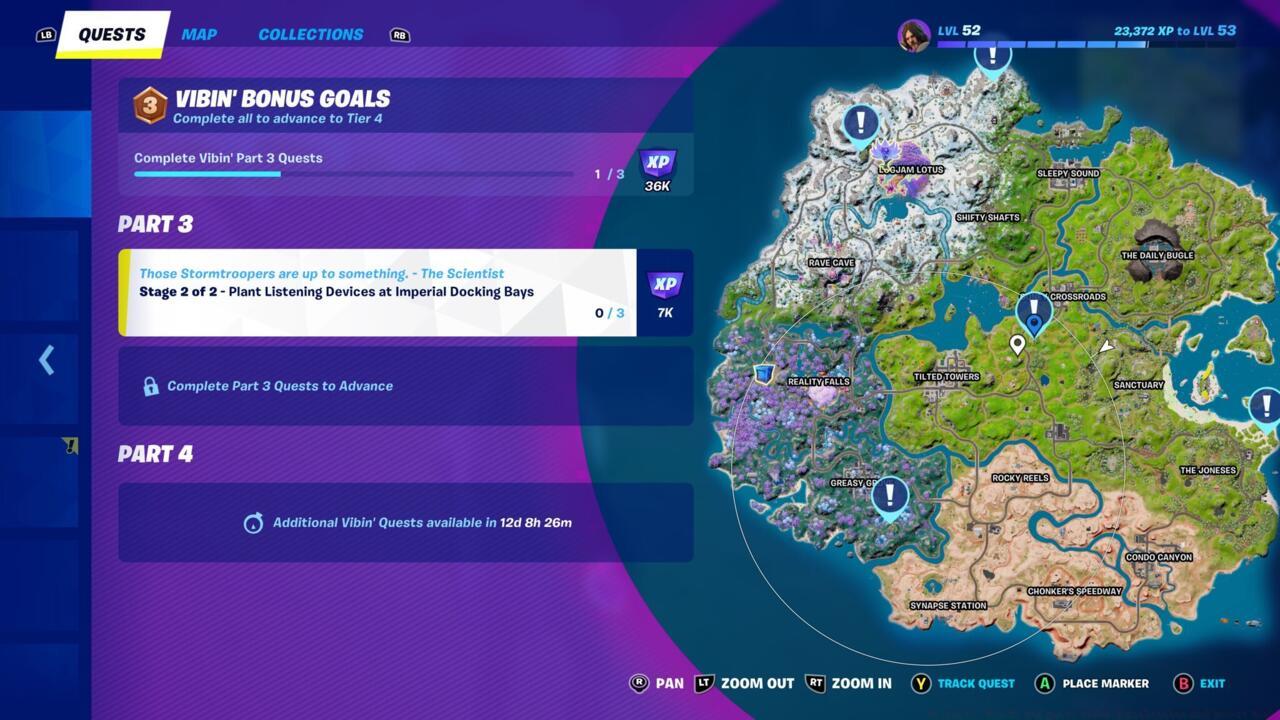 Darth Vader landing spots in Fortnite