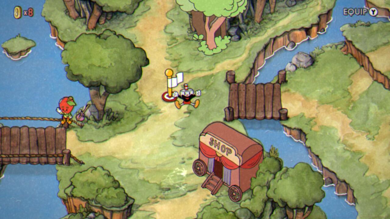 Complete the first Run & Gun level to unlock the bridge and get across the river.