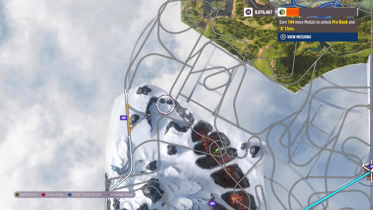 The top of the western part of the Hot Wheels map.