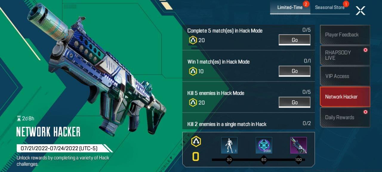 The Network Hacker Event hub, featuring the free reward challenge track