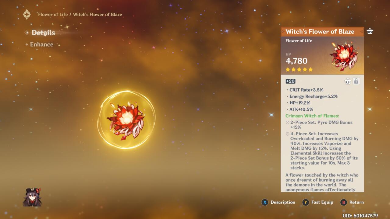 Crimson Witch of Flames flower artifact