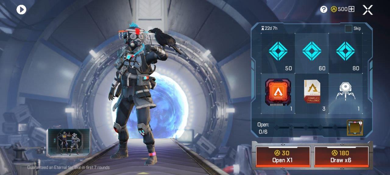 The Draw Ticket rewards page, Coordinate Chip located in the bottom left corner