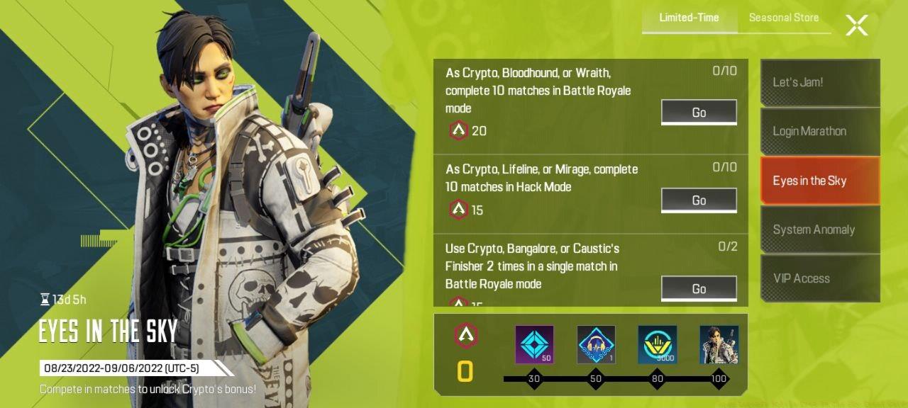 The Eyes In The Sky event hub keeps track of challenge progress.