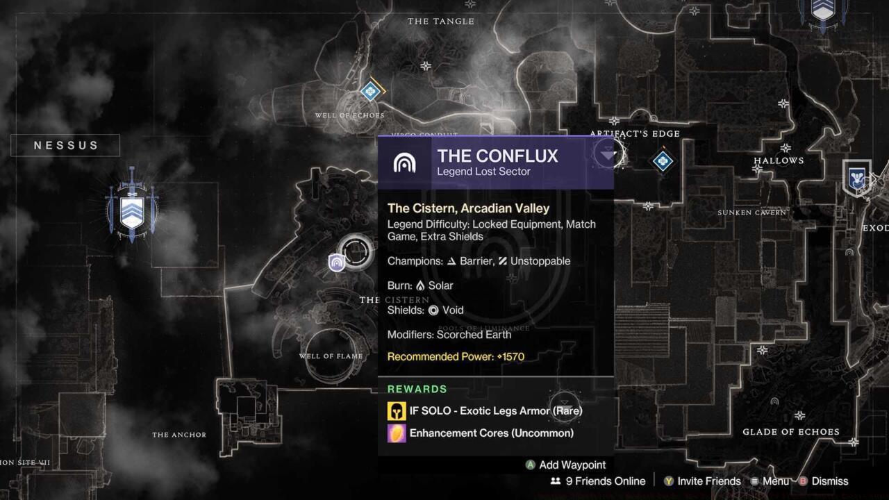 The info screen for a Legendary Lost Sector.