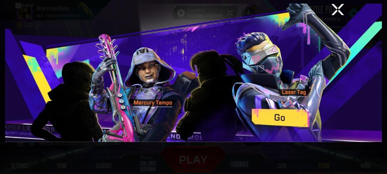 Bangalore and Octane show off their Future Wave skins in an in-game promo.