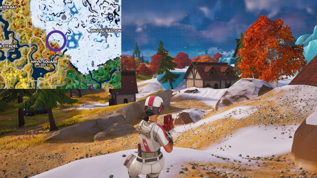 Fridgeberg, the small group of medieval houses with a reboot van north of Anvil Square