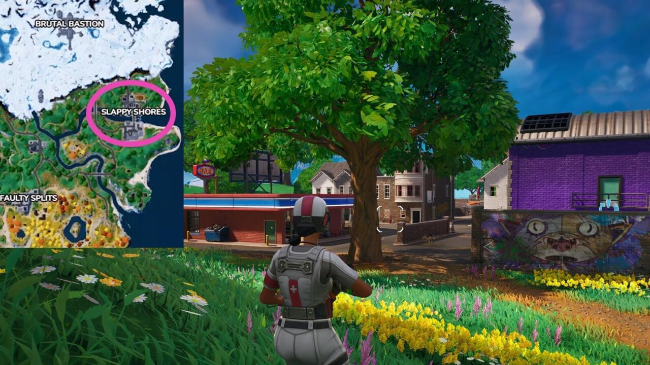 The barber shop and gas station at Slappy Shores