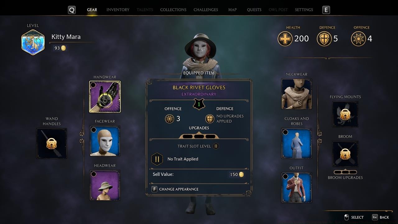 Place your cursor over an equipped item and press the corresponding button to change its appearance.