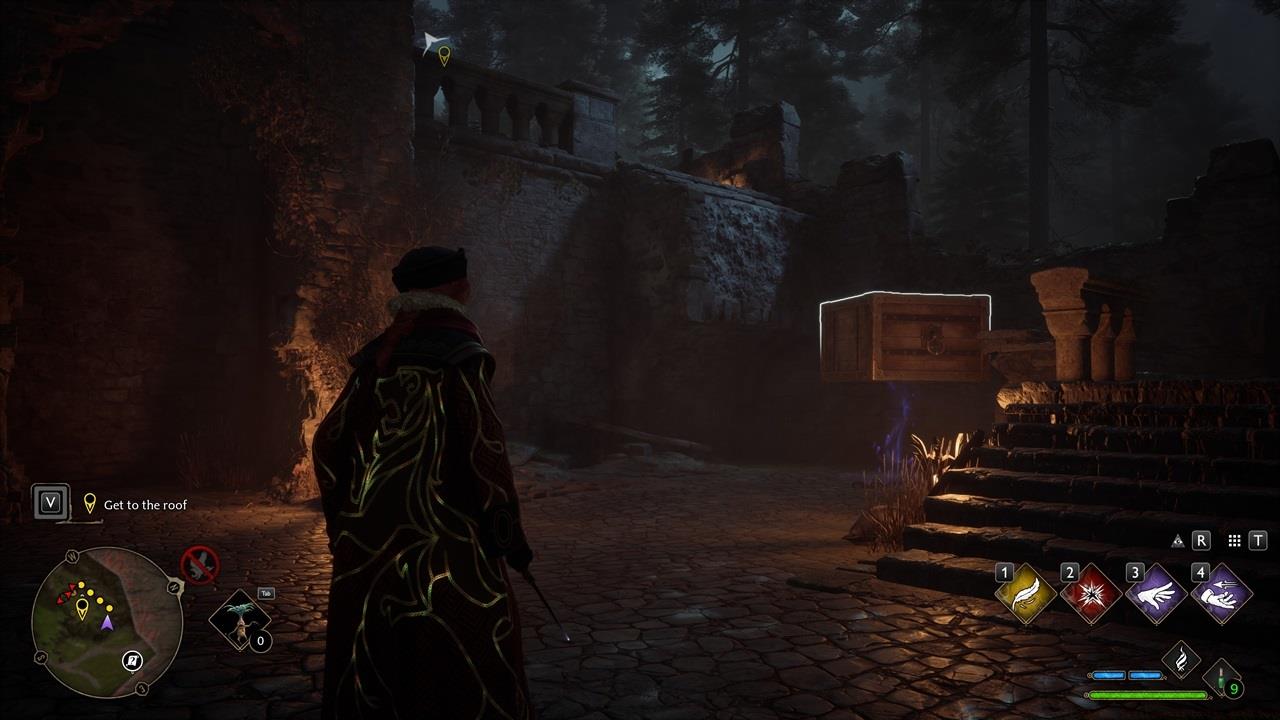 Similar to what you did earlier, you'll move the crate and cast Levioso to keep it steady in mid-air.