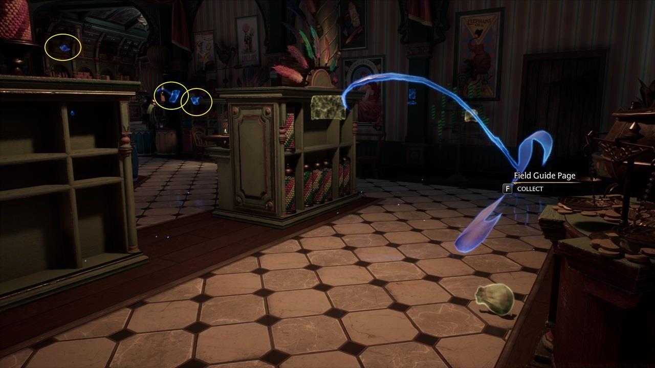 Honeydukes has a couple of pages inside the shop itself. Another one is in front of the entrance, and a couple more are flying around in the plaza.