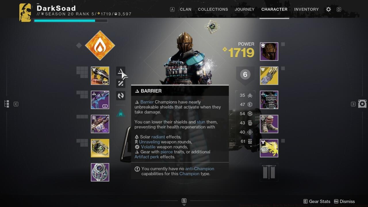 Hovering over the Champion statuses on your Character screen will let you know if you don't have any anti-Champion abilities equipped at the moment.