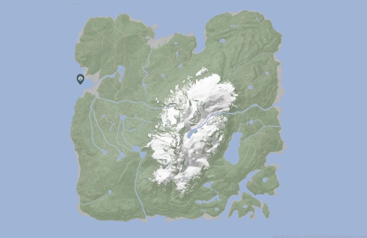 The pistol is found in a boat off the coast of the island. | Image credit: MapGenie.io