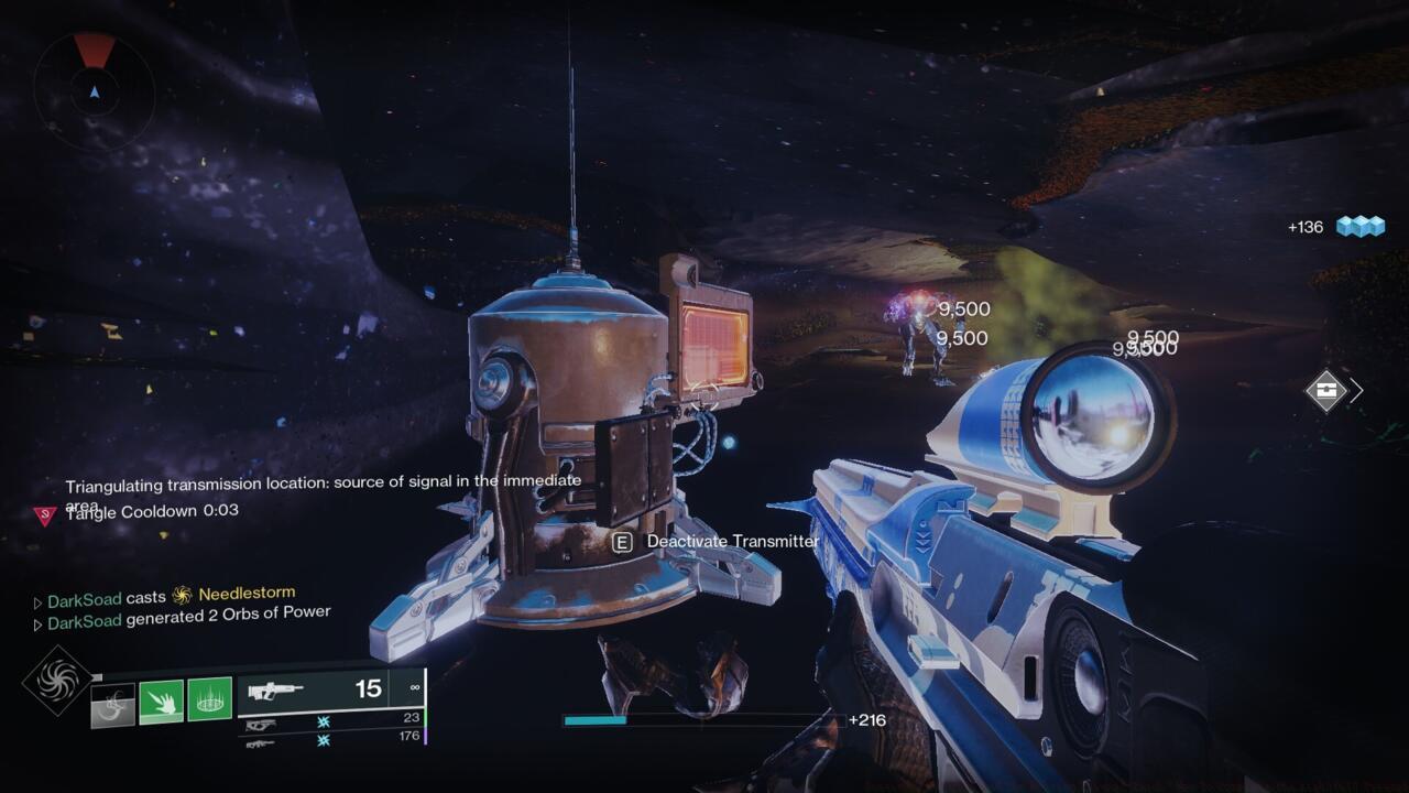 The transmitter you have to find to complete the step.