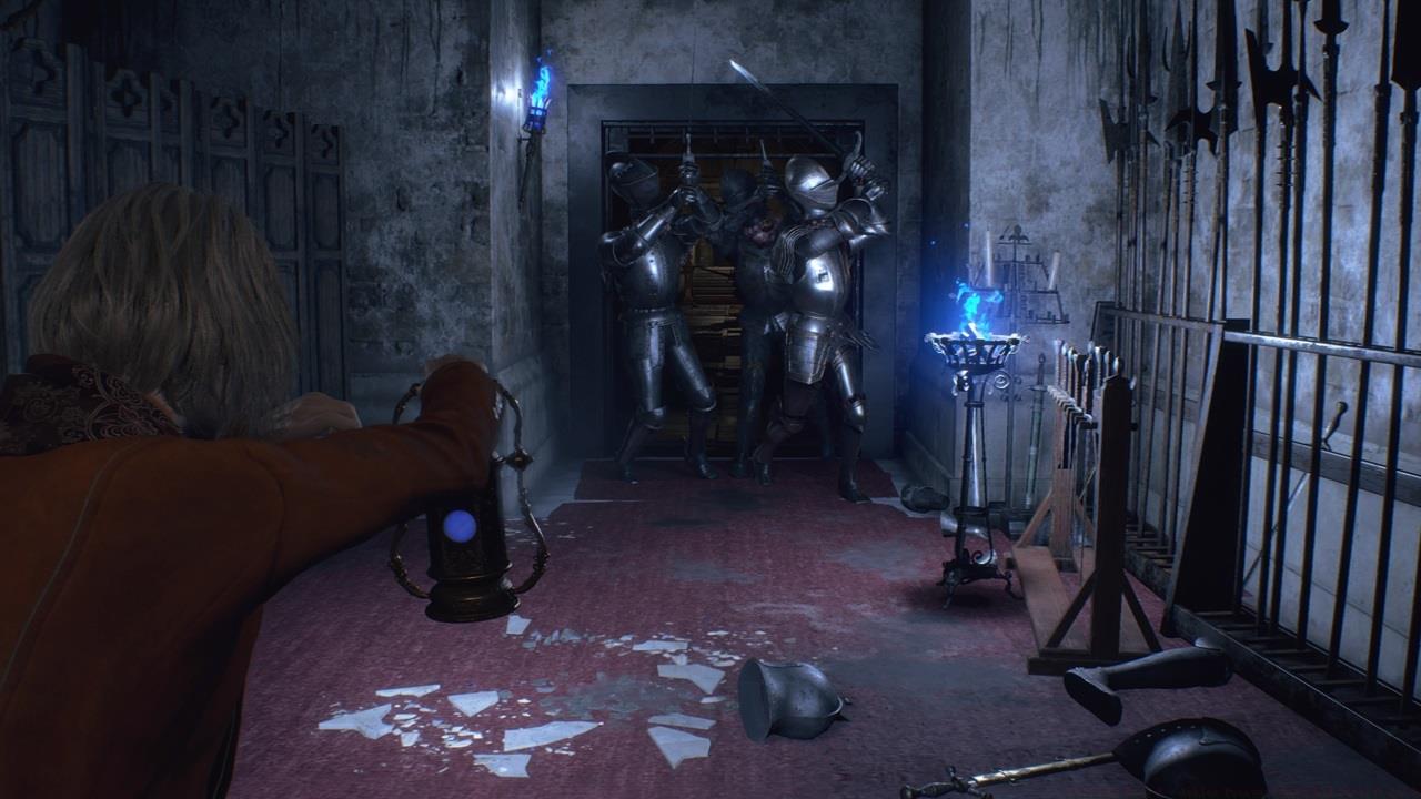 Blue flames and the blue lantern will freeze cursed knights.