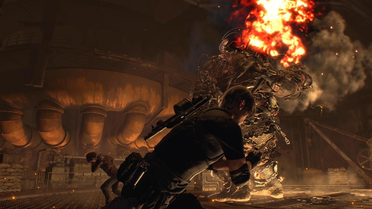 Luis will place dynamite on the armored monster's back, which you can shoot to make the parasite appear.