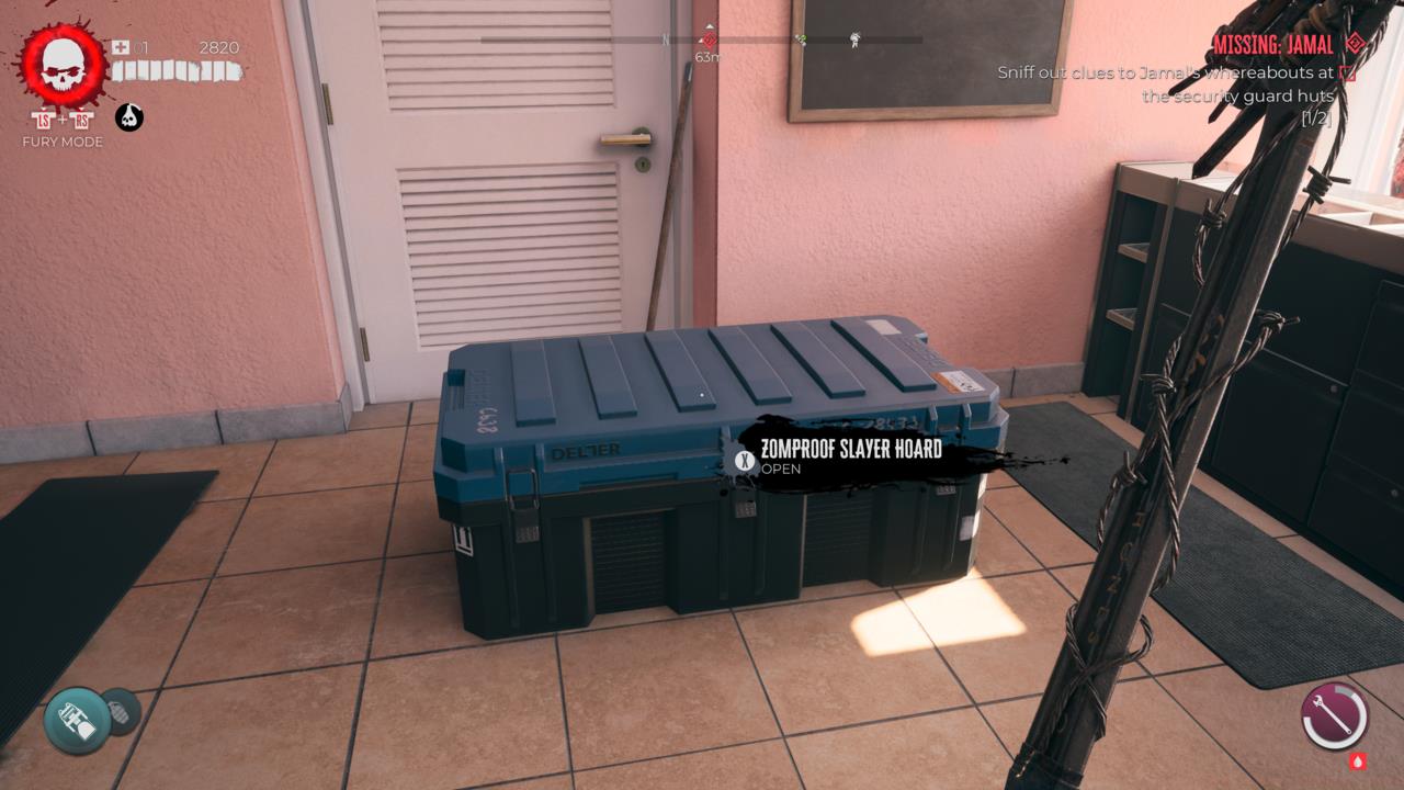 The centerpiece of any locked room requiring a fuse to open is the Zomproof Slayer Hoard containing one great weapon.